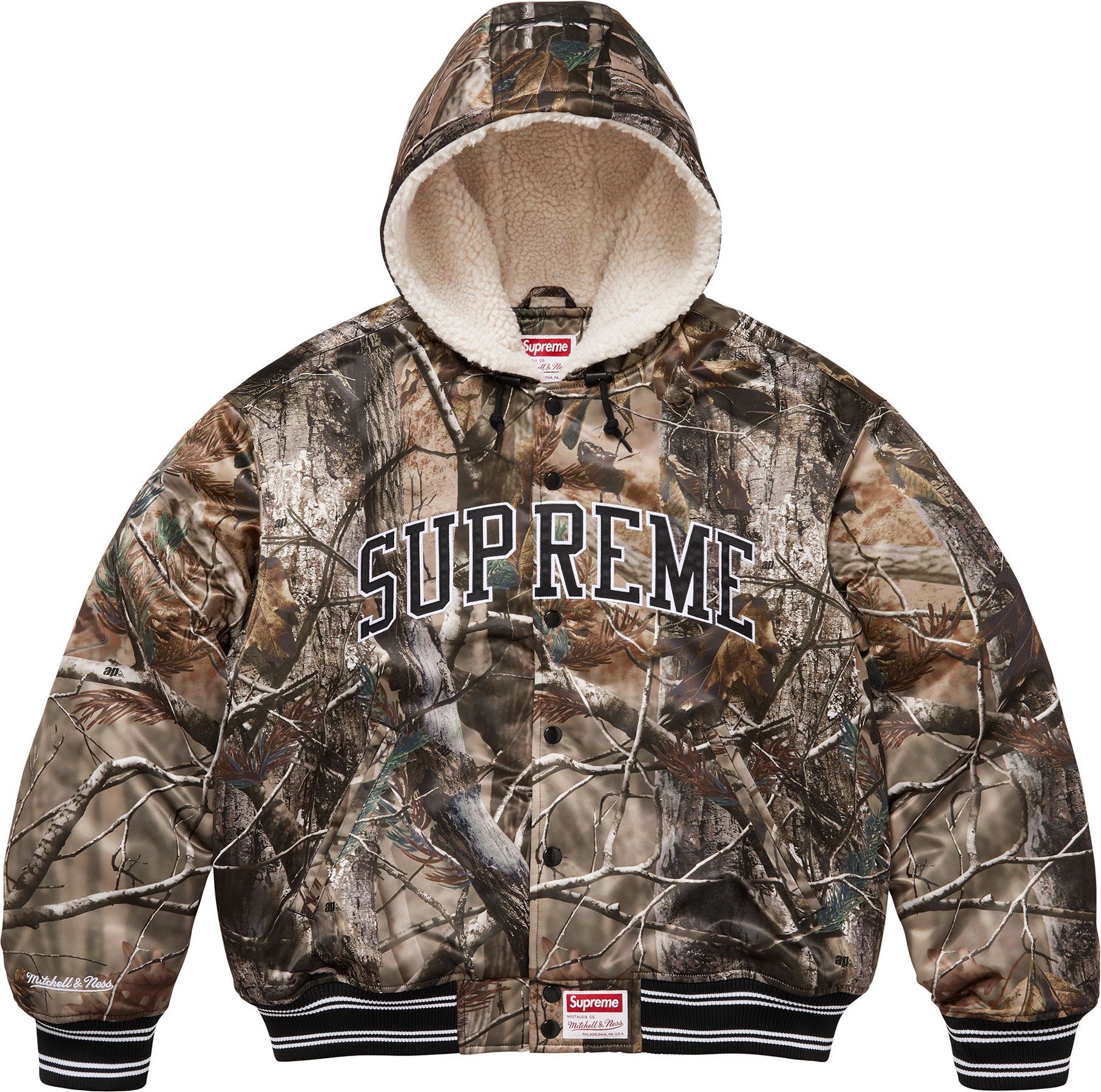 Supreme®/Mitchell & Ness® Lined Hooded Satin Varsity Jacket view 17